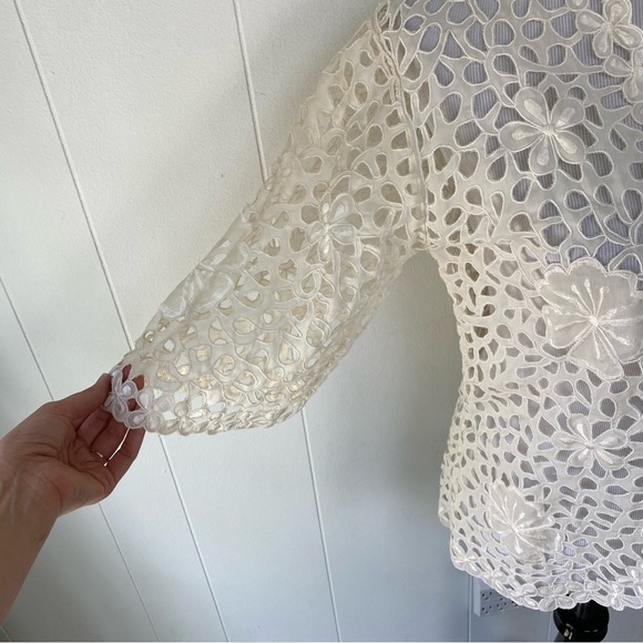 Flair Vintage Floral Lace Sheer Cardigan Cover Up Duster Jacket Elegant Sz M * - Picture 4 of 15